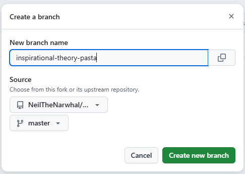 Branch Creation Screenshot