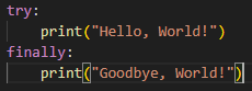 Using finally block in Python