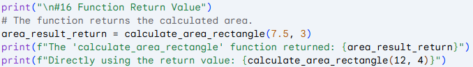 Function returning value